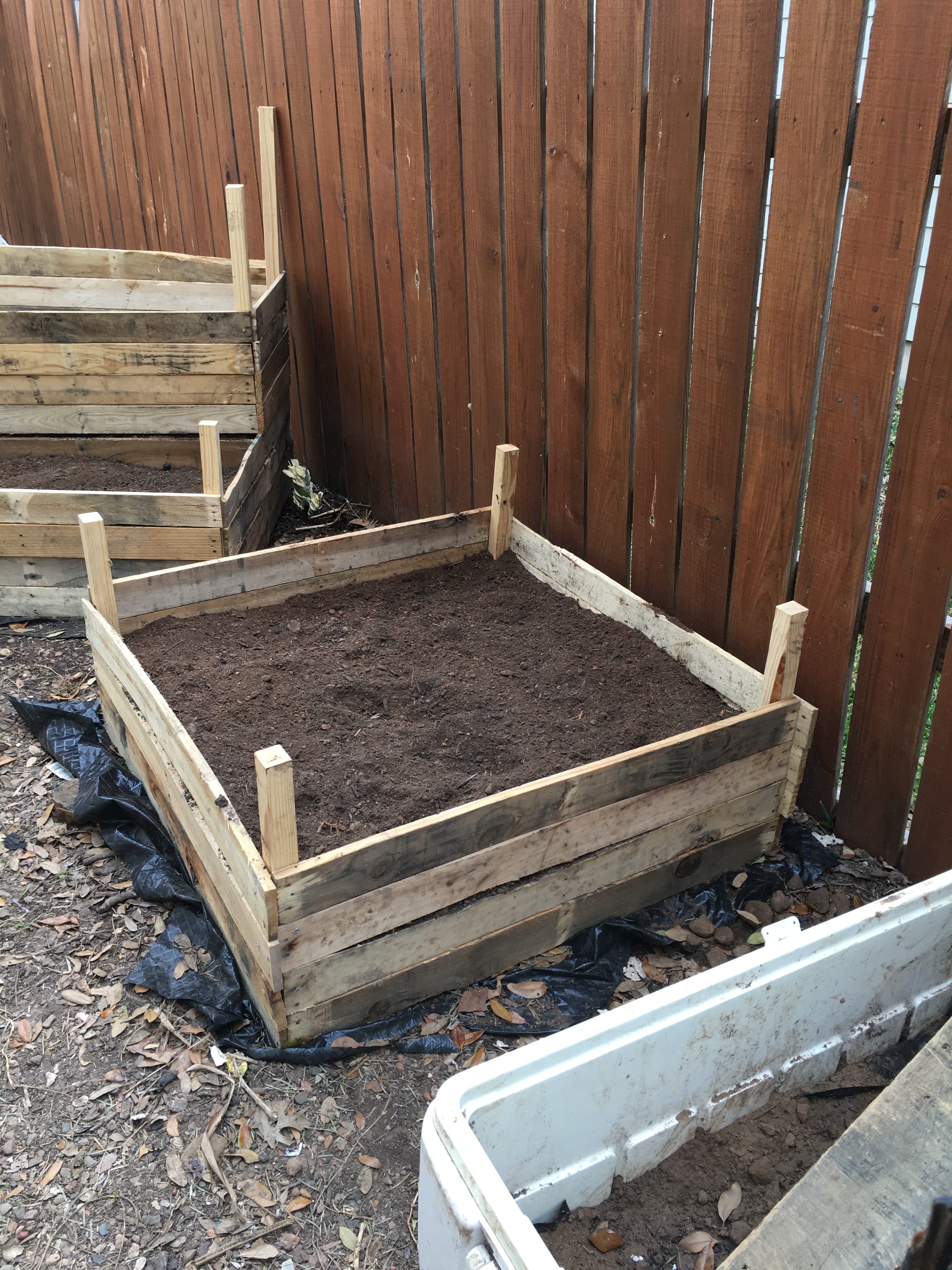 Wooden raised garden bed